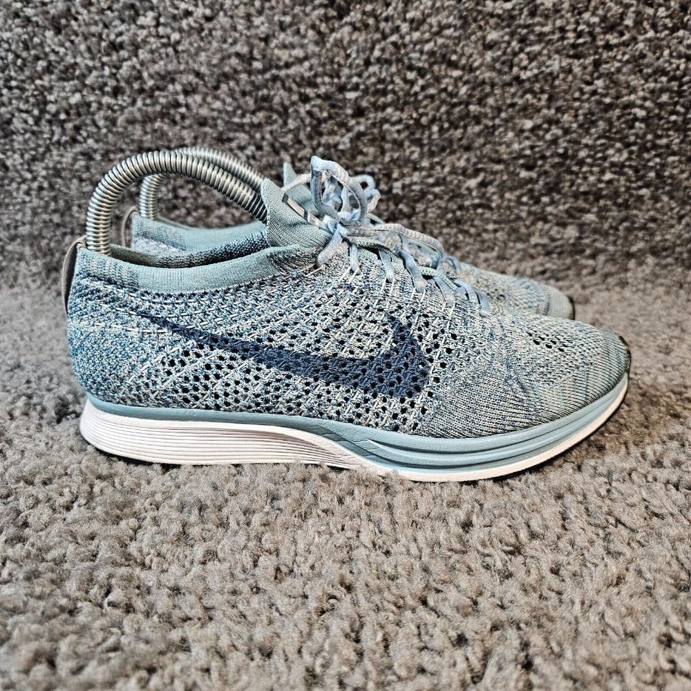 Nike Flyknit Racer Womens Size 8.5 Shoes Blue Running Sneakers Trainers